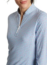 NWT PETER MILLAR Blue Pink Pickleball Long Sleeve Mock Sun Shirt S & L UPF 50 image 2