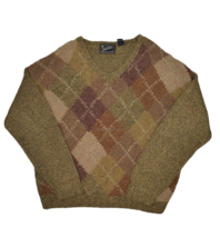 American Eagle Sweater Mens L Shetland Wool Hand Knit V Neck Argyle Pullover - £29.08 GBP