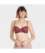 Auden Women&#39;s Unlined Balconette Bra - Color Rubine -  Size 34D 38D - $10.95 CAD