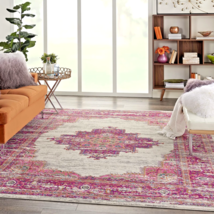 Rugs Area Rugs Carpet 8x10 Oriental Living Room Bedroom Large Ivory Pink Rugs ~~ - £163.61 GBP