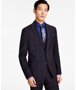 Bar III Men&#39;s Slim-Fit Wool Blend Plaid Suit Jacket Only in Burgundy/Blu... - $75.99