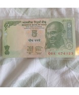 India 2010 5 Rupees Small Banknote - Gandhi - Nice CU Sec Thread &amp; W/M - $5.50
