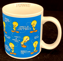 TWEETY BIRD Coffee Mug Cup-Warner Bros-Looney Tunes-Blue-Vintage 1994 - £10.32 GBP