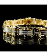 Men&#39;s 14K Yellow Gold Plated 0.75Ct VVS1 Moissanite Paveset Bracelet 8.7... - €266,28 EUR