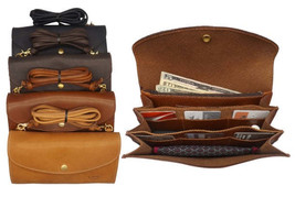 DELUXE CROSS SHOULDER WALLET - Soft Oil Tanned Leather in 4 Colors - £135.11 GBP