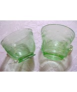 Green Depression Glass Georgian &quot;Lovebirds&quot; &amp; Patrician Cups - £9.50 GBP