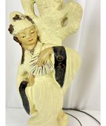Vtg Asian Woman Figurine Lamp Mid Century Chalkware Sculpture Table Ligh... - $85.60