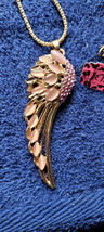 New Betsey Johnson Necklace Wing Pinkish Rhinestone Angel Collectible Decorate - £11.78 GBP