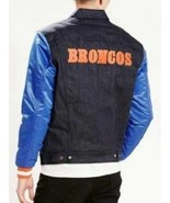 Mens Jacket NFL Football Levis Denver Broncos Blue Denim Varsity Trucker... - $79.20