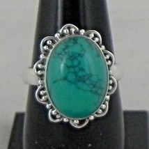 Handmade 925 Sterling Silver Genuine Turquoise Gems Handmade Ring For Women - £32.11 GBP