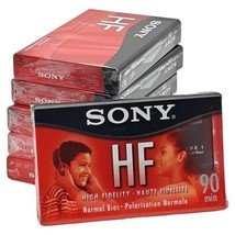 Lot of 6 Sony HF 90 Minute Sealed Blank Audio Cassette Tapes High Fidelity NOS - £9.54 GBP
