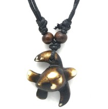 Adjustable Necklace With Brown Small Sea Turtle Tribal Pendant - £7.78 GBP