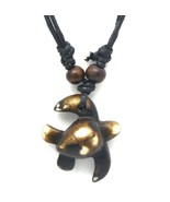 Adjustable Necklace With Brown Small Sea Turtle Tribal Pendant - $13.52 CAD
