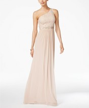 Adrianna Papell Embellished Lace One-Shoulder Gown Blush Size 12 $179 - £59.78 GBP