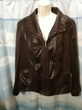 Fashion Designer J M Collection Faux Leather Snake Skin Brown Jacket Gol... - £38.88 GBP