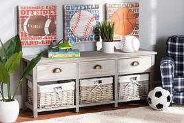 Tamara Light Gray 3-Drawer Storage Bench w/Baskets - $3,000.07 MXN