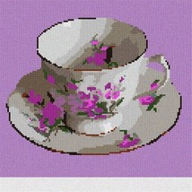 Pepita Needlepoint Canvas: Teacup Lavender, 7&quot; x 7&quot; - £41.13 GBP+