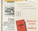 Durgin Park Supper Bill Menu &amp; Booklet Boston MA Shadow of Fanuil Hall 1... - £46.01 GBP