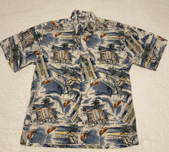 Pierre Cardin Island Martini Hawaiian Style Button Up Pocket Shirt Size L - $12.19