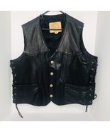 Kerr Leather Mens XXL Motorcycle Vest USA Made Buffalo Nickel Snaps Harl... - $94.00