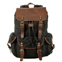 Casual oil wax Canvas BackpaVintage Waterproof Large Capacity Travel Bag Women M - £96.39 GBP