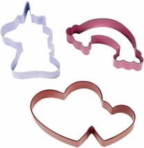 Wilton Magical Unicorn Rainbow Heart Cookie Cutters Colorful Metal 3 Pc Set - £3.88 GBP