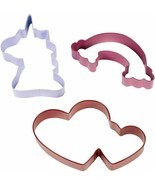 Wilton Magical Unicorn Rainbow Heart Cookie Cutters Colorful Metal 3 Pc Set - £3.90 GBP