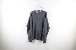 Vintage 90s Tommy Hilfiger Mens Medium Faded Cotton Knit Crewneck Sweater Gray - £42.80 GBP