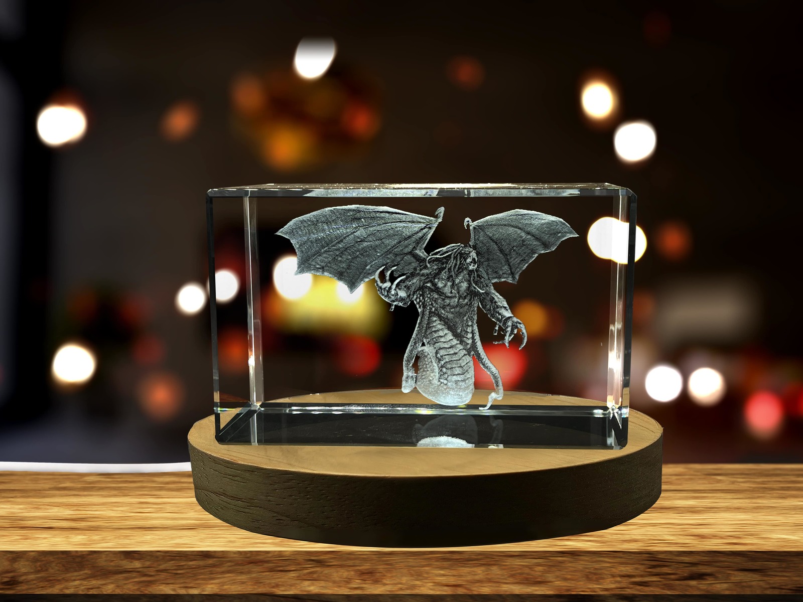 LED Base included | Typhon-Art | 3d-Engraved-Crystal Keepsake | Gift/Decor