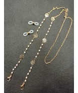Eyeglass Neck Chain With Roses and Pearls  Retainer Holder Eyewear Lanyard - $257.03 MXN