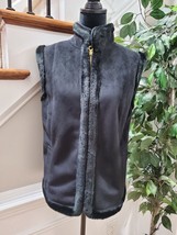 Chaps Women&#39;s Black 100% Polyester Sleeveless Full Zip Front Casual Jacket Vest - $28.00