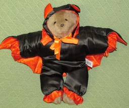 1987 HEARTLINE Halloween TEDDY Bear Dracula Black Orange Tan Plush RARE ... - $15.71