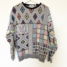 Vintage Mondo di Marco Men&#39;s Wool Acrylic Sweater Geometric Multicolor Italy L - £31.49 GBP