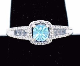 Sterling Silver Blue Topaz & Cubic Zirconia Ring 2.7g Size 11.75 - £100.00 GBP