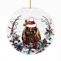 Cute Pug Dog Santa Hat Wreath Christmas Ornament Acrylic Gift Decor Hanging - £13.25 GBP