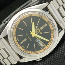 Genuine Vintage Seiko 5 Automatic 7009A Japan Mens D/D Black Watch 596-a312790-6 - £33.57 GBP