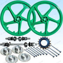 BMX Bicyle 20&quot; PVC Sport Rim Green Complete Wheelset Hub Set DHL EXPRESS - £93.86 GBP