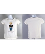 Polo Ralph Lauren Bear T Shirt Womens Small Striped Rugby Shirt Logo White - £46.68 GBP