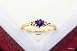 Natural Amethyst Gold ring, 925 Silver Ring, Amethyst Designer Ring for her, - £28.77 GBP