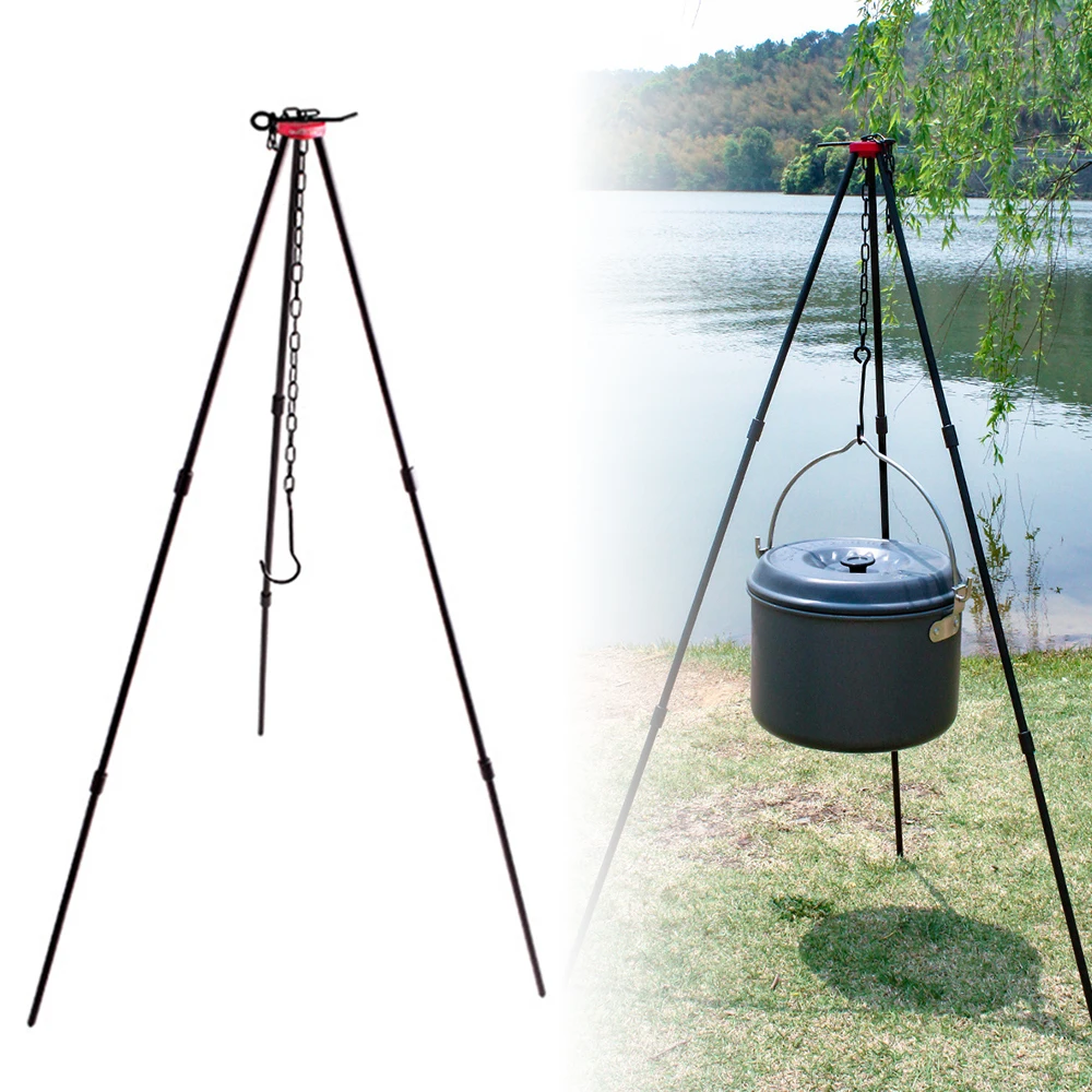 Camping Bonfire Tripod Portable Triangle Support Lamp Holder Detachable Lantern - £19.20 GBP