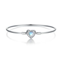 100% 925 Sterling Silver Forever Love Bright Heart Charms Bracelet for Women Cat - £43.95 GBP