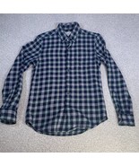 American Eagle Super Soft Flannel Mens Size XS Green Blue Plaid 100% Cotton - £11.78 GBP