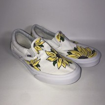 Vans Custom SunFlower Shoes, Hand Drawn Unisex Women&#39;s 6.5 Mens 5 EUC OOAK - £23.69 GBP