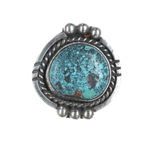 sz8 Vintage Native American sterling ring with turquoise beaded edge - $163.35