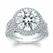 Halo Engagement Ring 4.75Ct Round Simulated Diamond 925 Sterling Silver Size 9.5 - £114.02 GBP