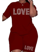 Women’s Plus Size Shorts Set with “Love” Graphic (L 10-12) - $19.99