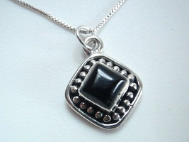 Black Onyx with Silver Dot Accents 925 Sterling Silver Necklace - £11.57 GBP