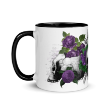 Purple Floral Skull Mug with Color Inside - £15.97 GBP