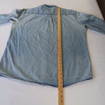 Genuine Dickies GL300SNB Men's Blue Distressed Denim Button-Down Shirt Size L image 9