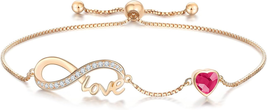 Birthday Gift for Mother Wife Girlfriend, Love Heart 925 Sterling Silver Bracele - £44.86 GBP